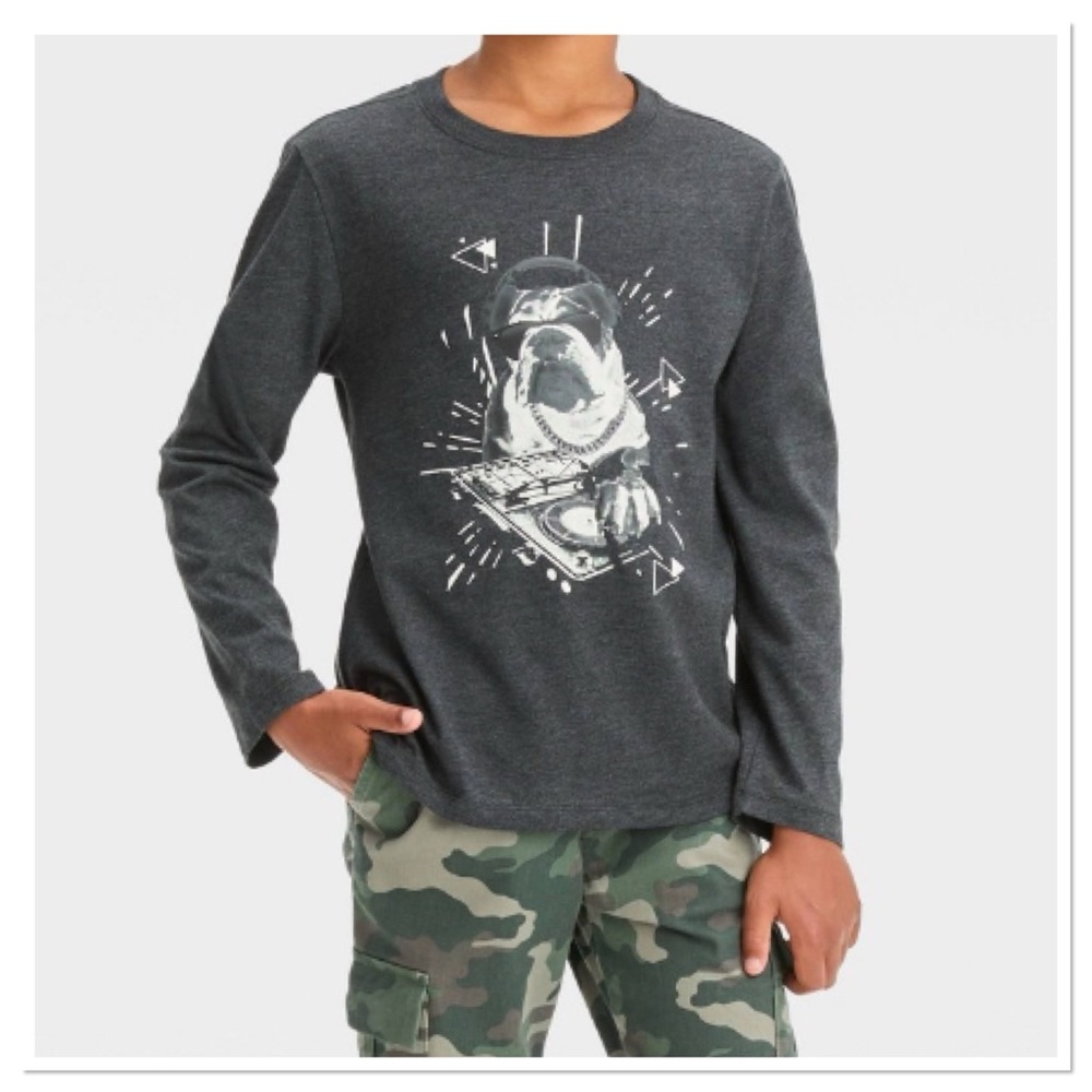 Boy’s Long Sleeve DJ Bulldog Graphic T-Shirt Cat & Jack